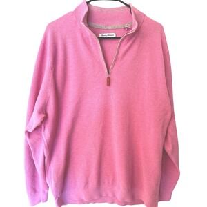 Tommy Bahama IslandZone Mens XXL 2XL Pink 1/4 Zip Coolmax Sweater Pullover